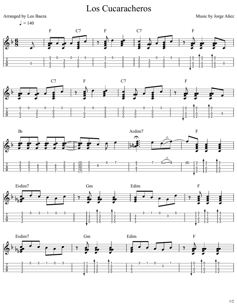 LOS CUCARACHEROS LOS CUCARACHEROS Ukulele scores gallery preview page 1