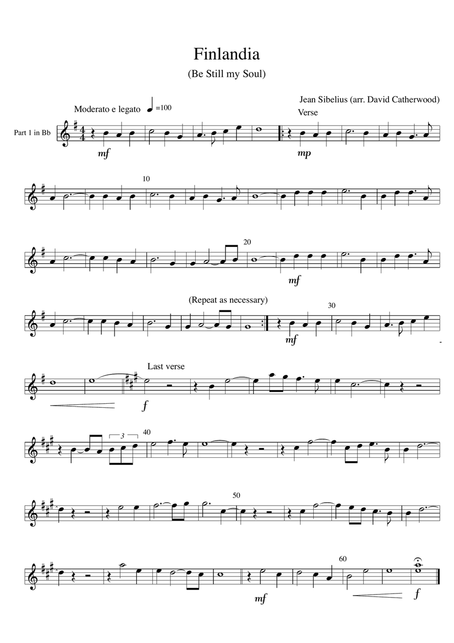 Finlandia - main theme (hymn tune for Be Still my Soul) by Sibelius arr. for flexible ensemble Concert Band scores gallery preview page 5