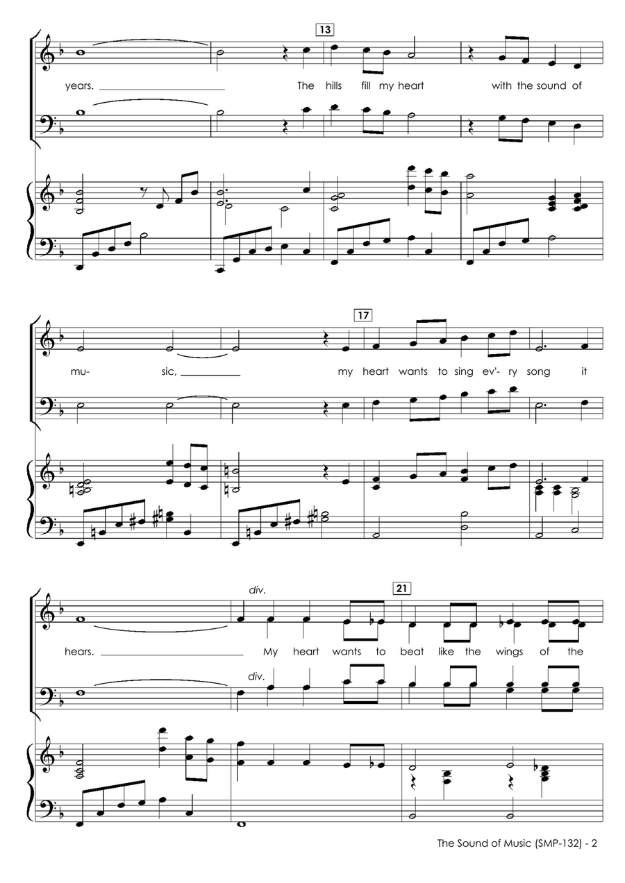 Medley: The Sound Of Music with My Favorite Things, Edelweiss, Climb Ev'ry Mountain, and Do-Re-Mi 4-Part scores gallery preview page 4