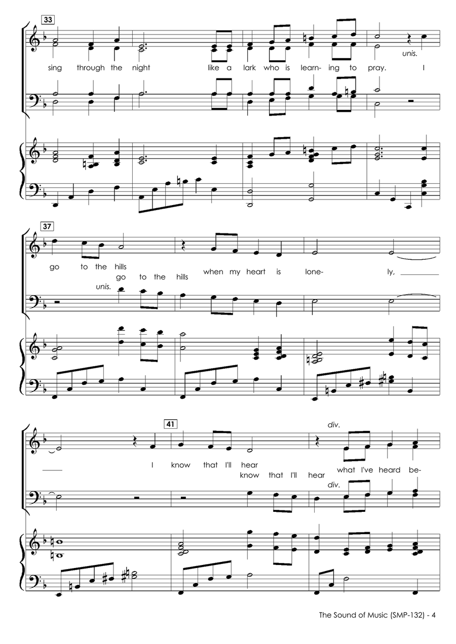 Medley: The Sound Of Music with My Favorite Things, Edelweiss, Climb Ev'ry Mountain, and Do-Re-Mi 4-Part scores gallery preview page 6