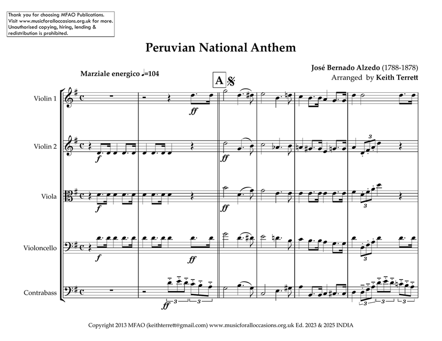 Peruvian National Anthem for String Orchestra String Orchestra scores gallery preview page 2