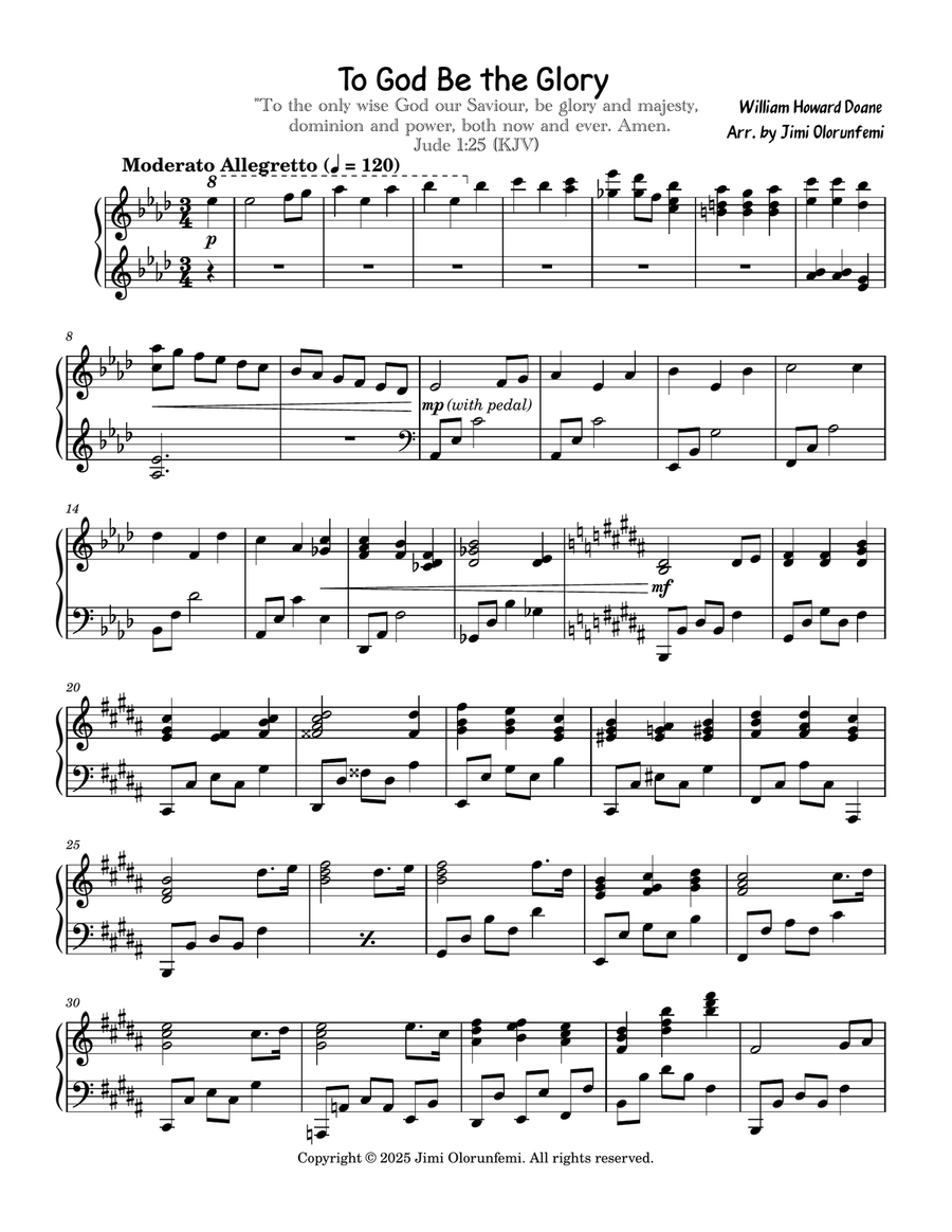 To God Be the Glory To God Be the Glory Piano Solo scores gallery preview page 1
