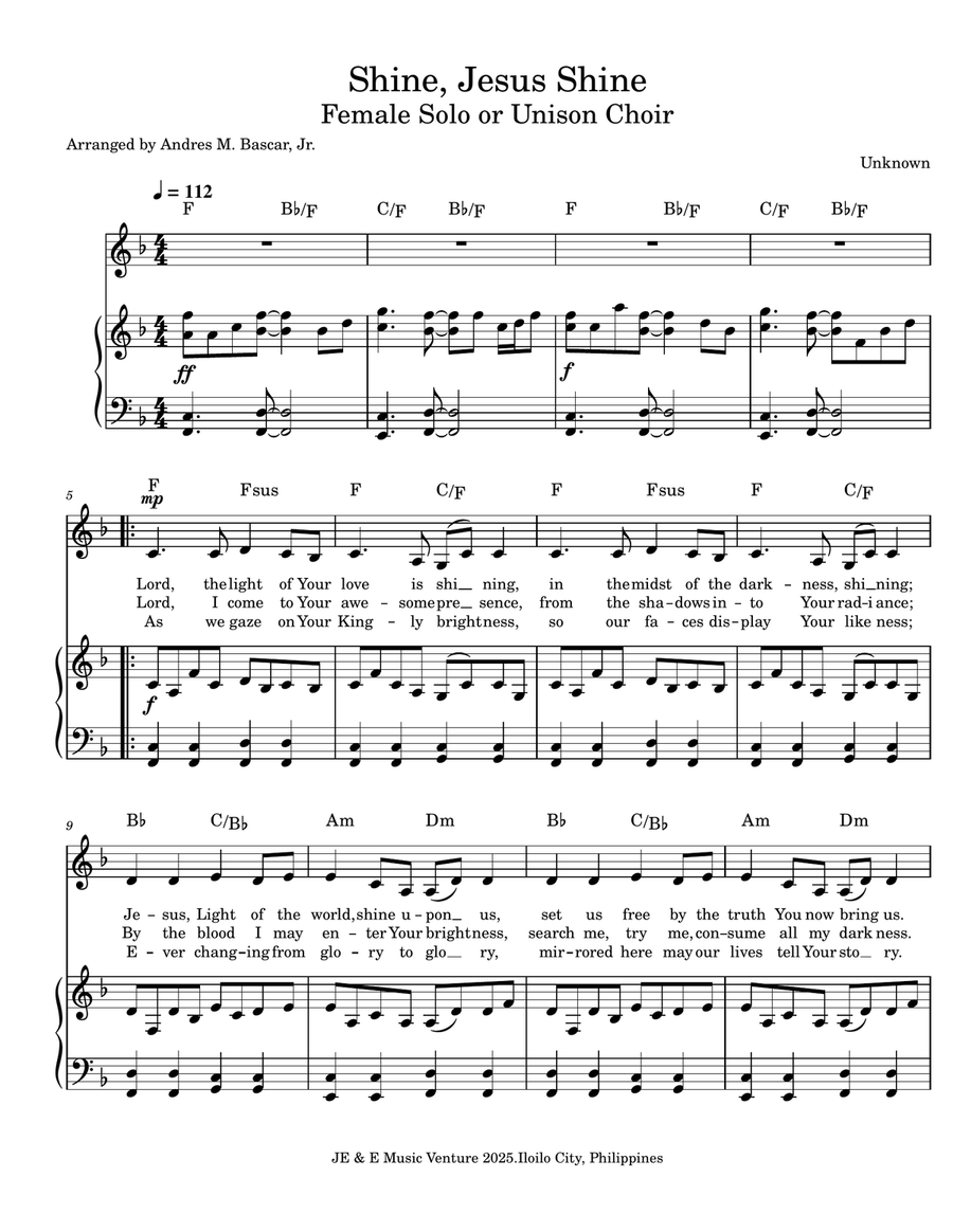 Shine, Jesus, Shine Shine, Jesus, Shine A Cappella scores gallery preview page 1