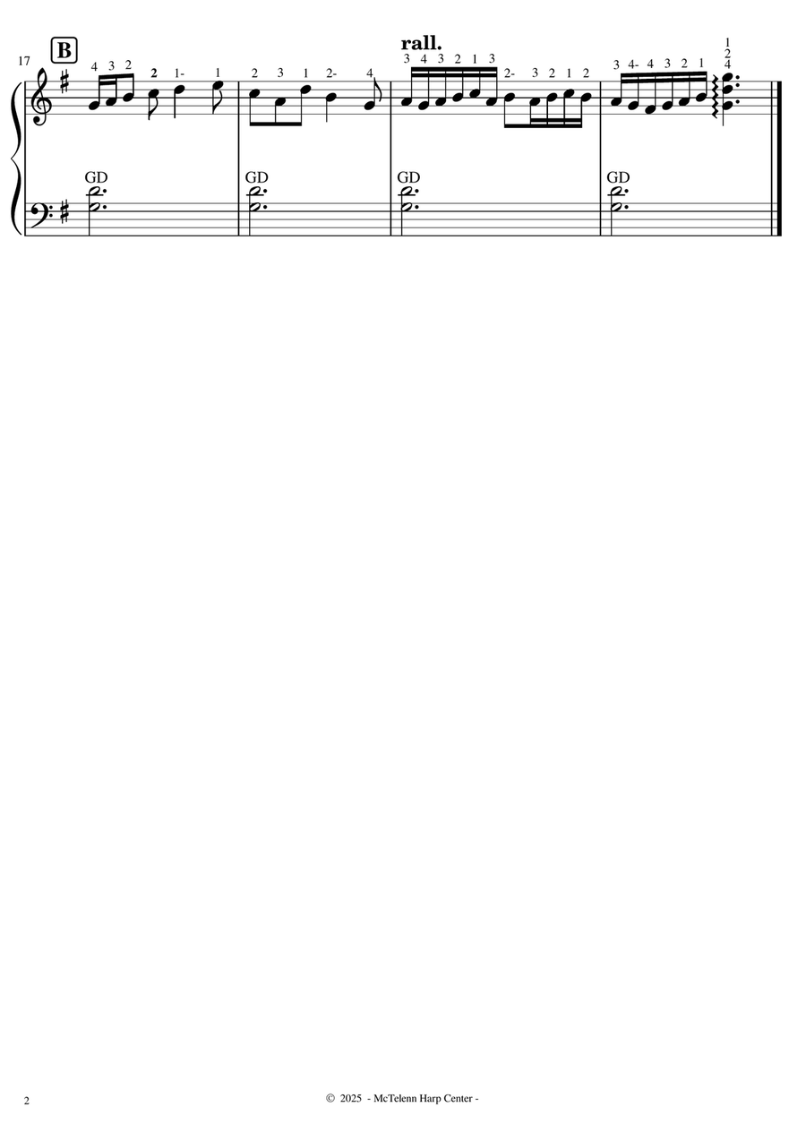 Saltarello - 4 Versions - Beginner & 27/34 String Harp | McTelenn Harp Center Celtic Harp scores gallery preview page 3