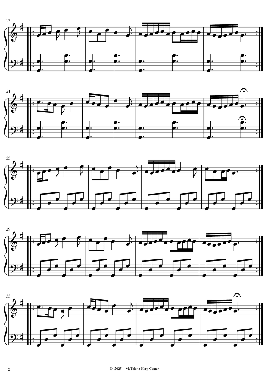 Saltarello - 4 Versions - Beginner & 27/34 String Harp | McTelenn Harp Center Celtic Harp scores gallery preview page 6