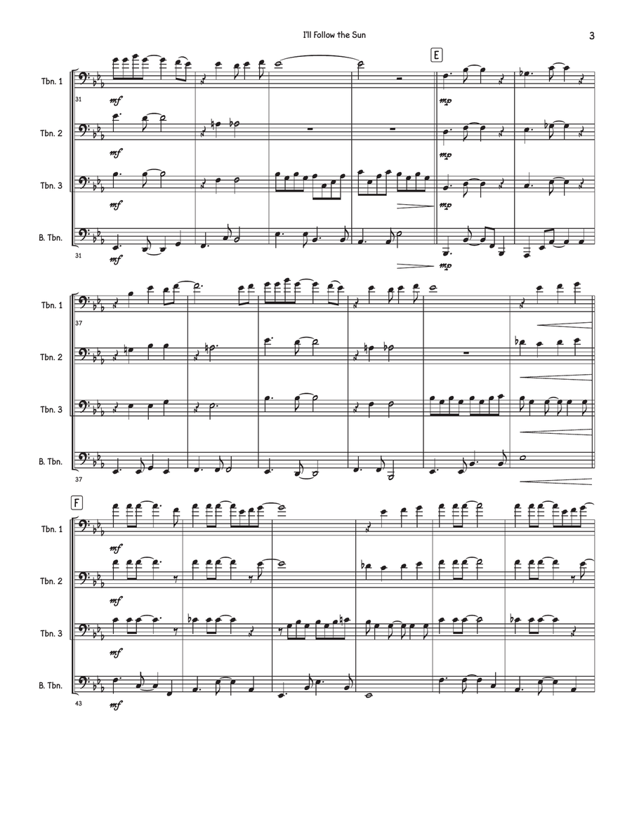I'll Follow The Sun I'll Follow The Sun Brass Quartet scores gallery preview page 3