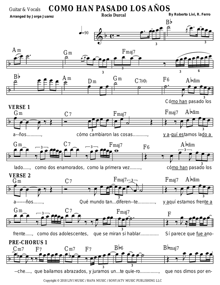 Como Han Pasado Los Anos Como Han Pasado Los Anos Piano scores gallery preview page 1