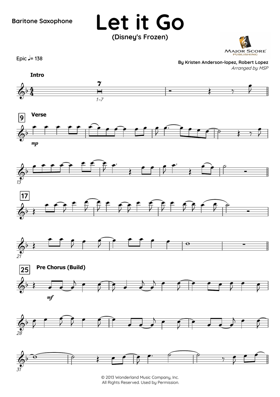 Let It Go Baritone Saxophone scores gallery preview page 2