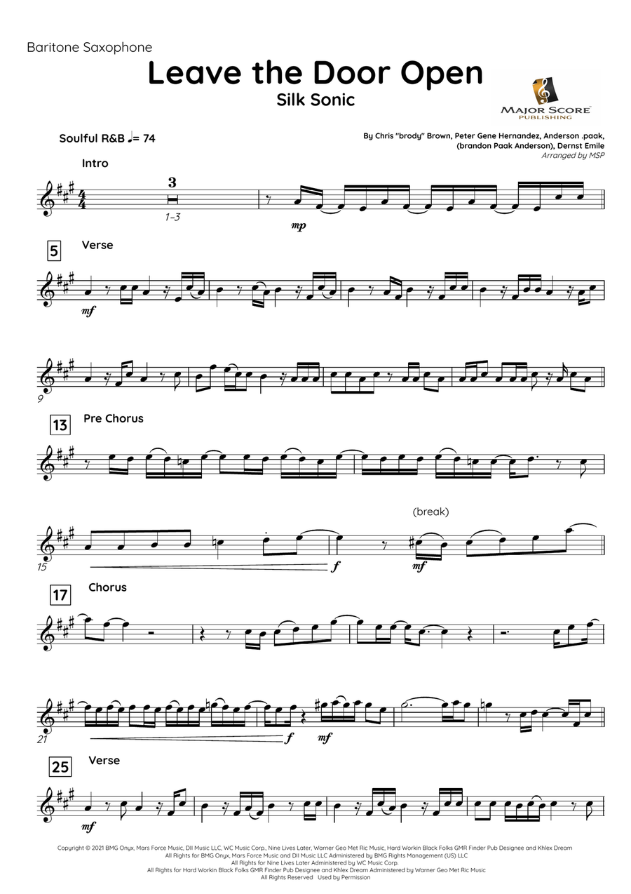 Leave The Door Open Baritone Saxophone scores gallery preview page 2