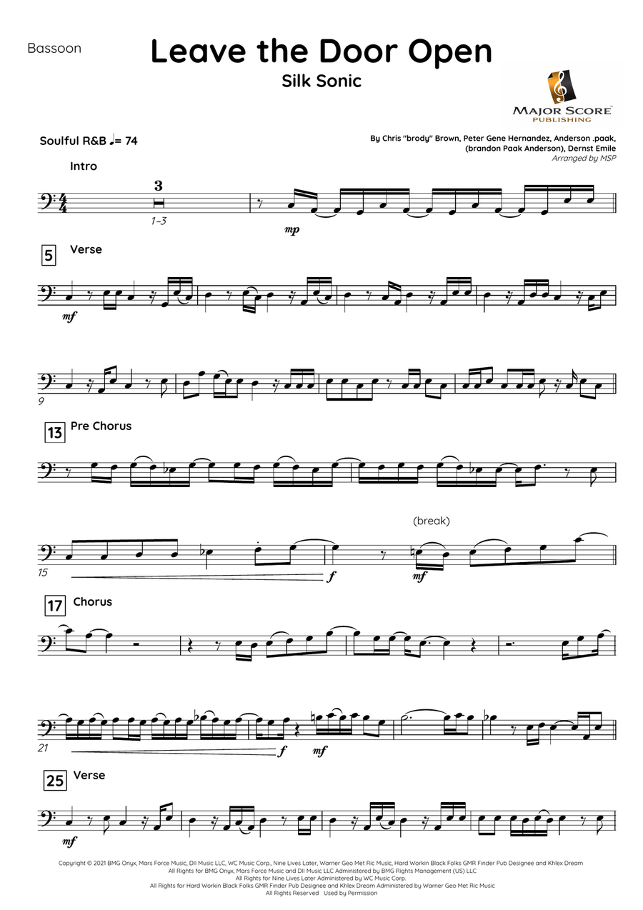 Leave The Door Open Bassoon scores gallery preview page 2