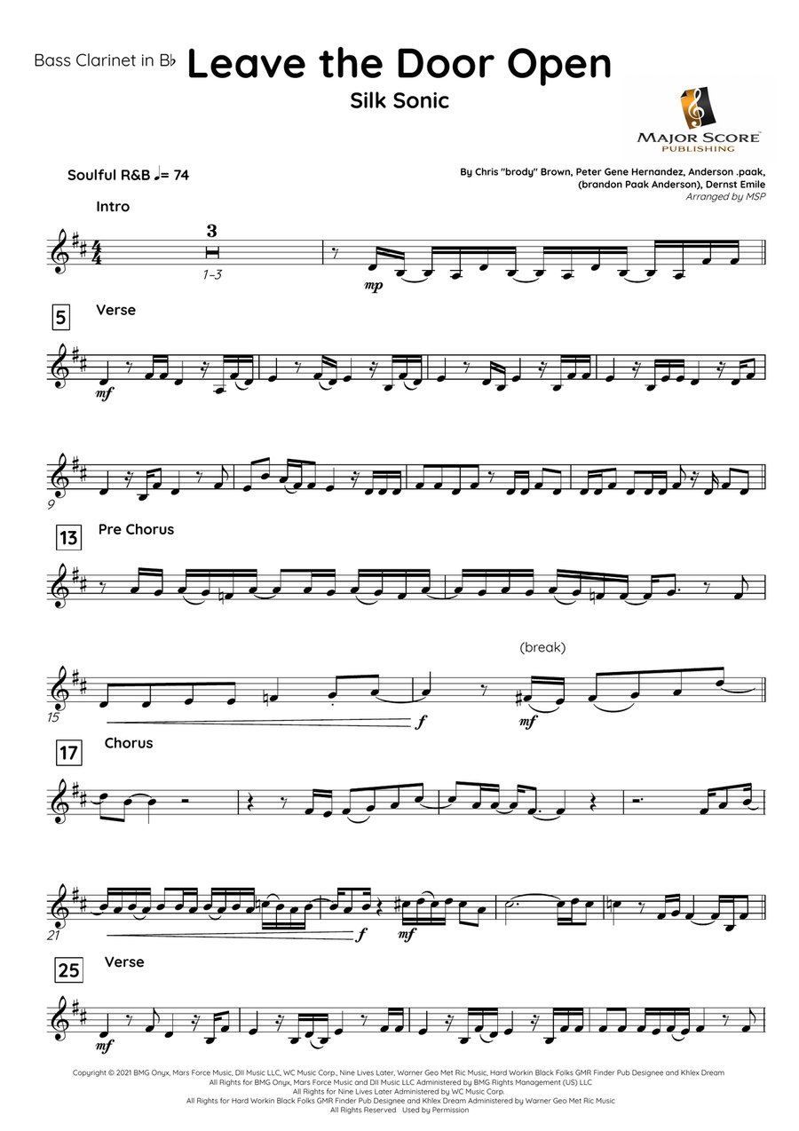 Leave The Door Open Bass Clarinet scores gallery preview page 2