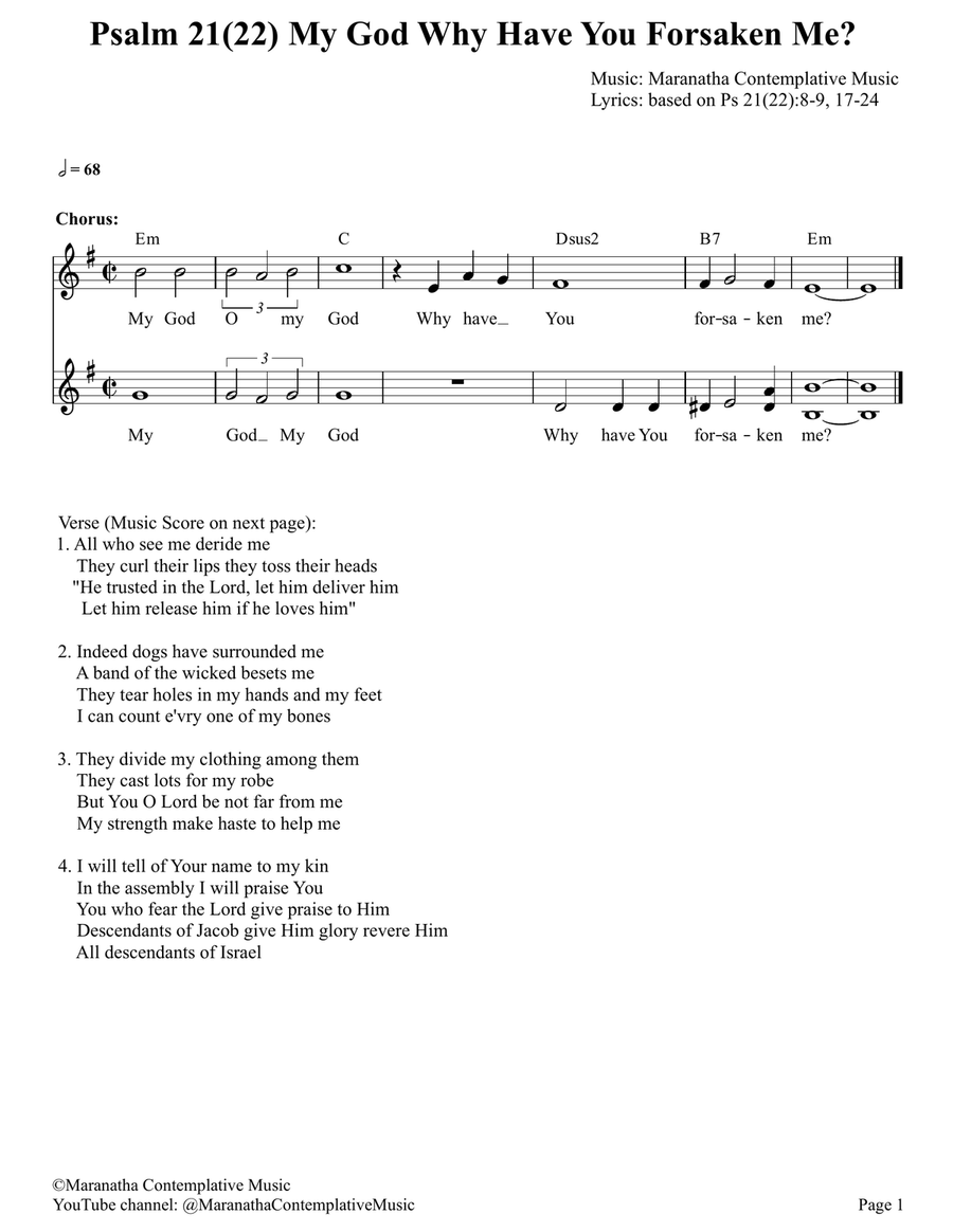 Psalm 22 My God Why Have You Forsaken Me? Piano scores gallery preview page 1