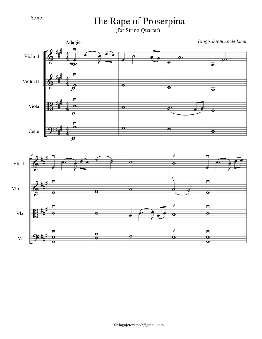 The Rape of Proserpina The Rape of Proserpina String Quartet scores gallery preview page 1