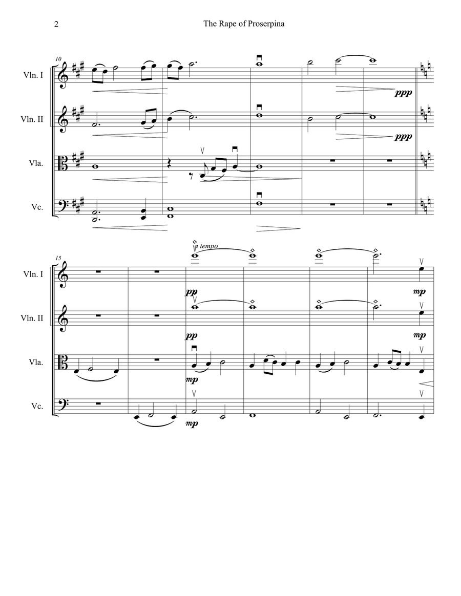 The Rape of Proserpina The Rape of Proserpina String Quartet scores gallery preview page 2