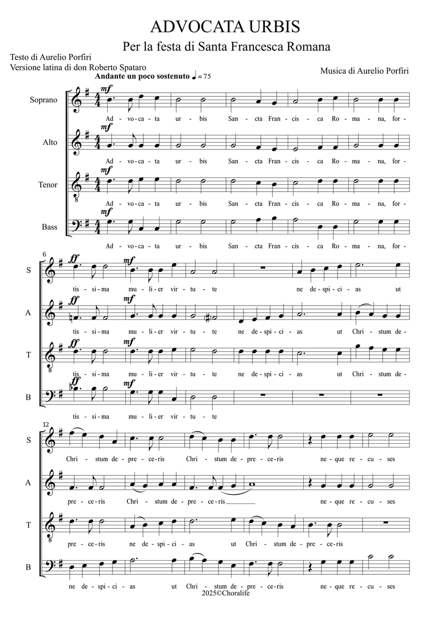 ADVOCATA URBIS ADVOCATA URBIS 4-Part scores gallery preview page 1