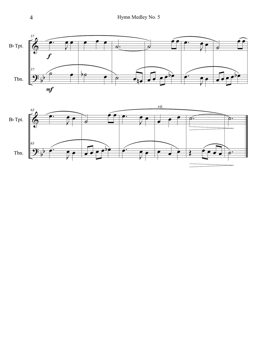 Hymn Medley No. 5 (Trumpet and Trombone Duet) Brass Duet scores gallery preview page 4