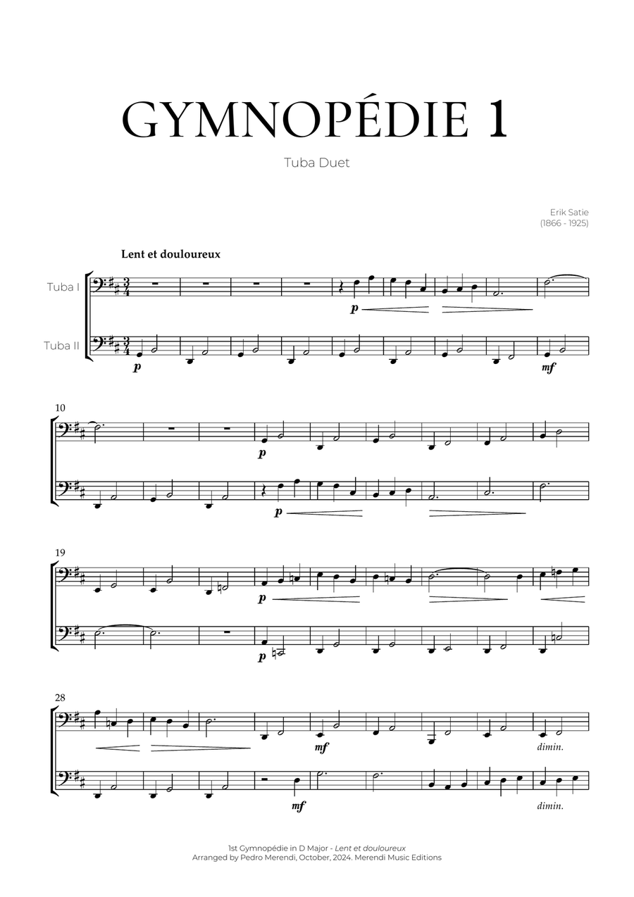 Gymnopédie 1 (Tuba Duet) - Erik Satie Brass Duet scores gallery preview page 1