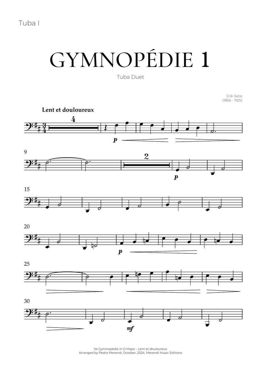 Gymnopédie 1 (Tuba Duet) - Erik Satie Brass Duet scores gallery preview page 3
