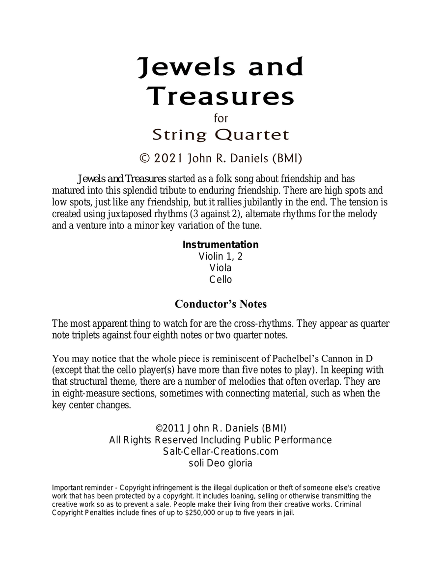 Jewels and treasures for String Quartet String Quartet scores gallery preview page 3