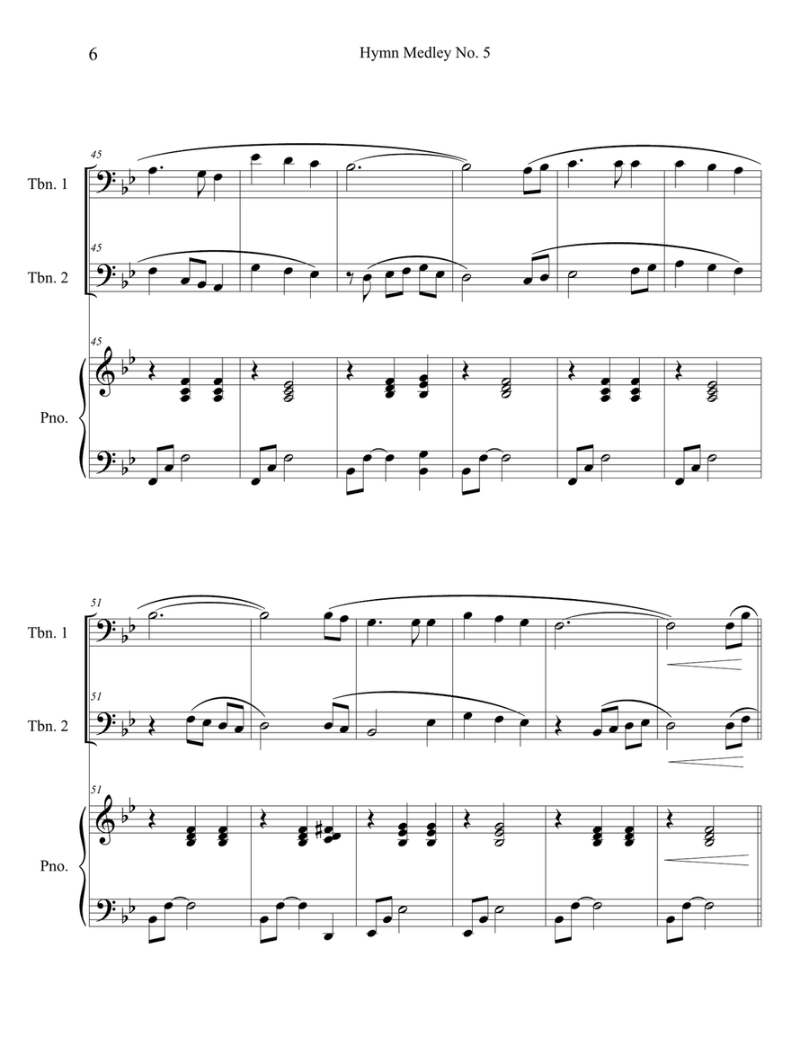 Hymn Medley No. 5 (Trombone Duet with Piano Accompaniment) Trombone Duet scores gallery preview page 6