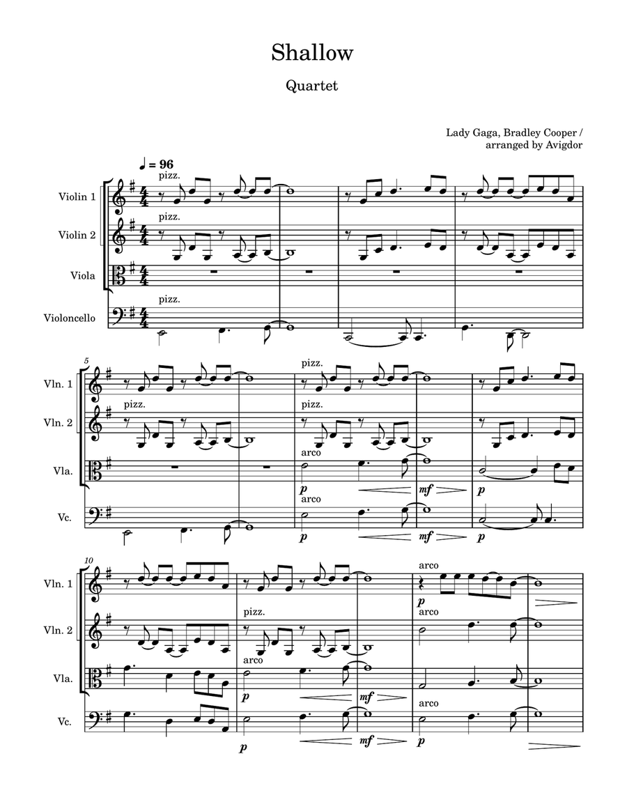Shallow Shallow String Quartet scores gallery preview page 1