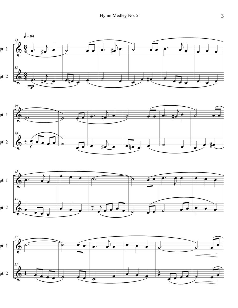 Hymn Medley No. 5 (Trumpet Duet) Trumpet Duet scores gallery preview page 3