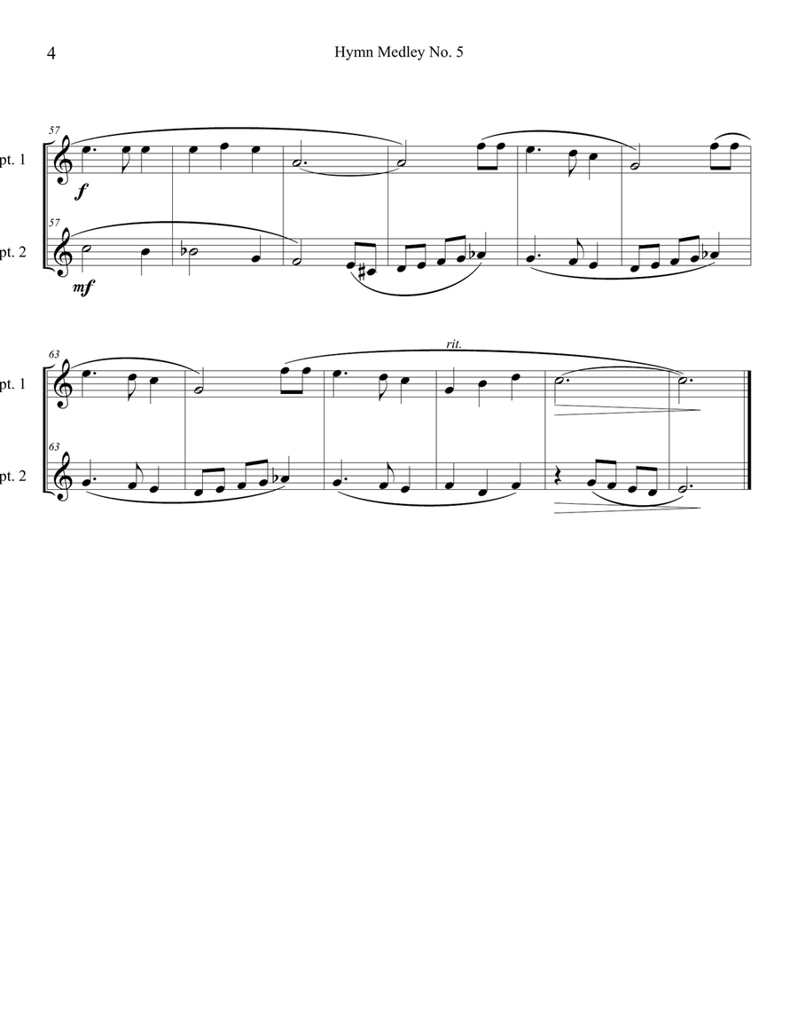 Hymn Medley No. 5 (Trumpet Duet) Trumpet Duet scores gallery preview page 4