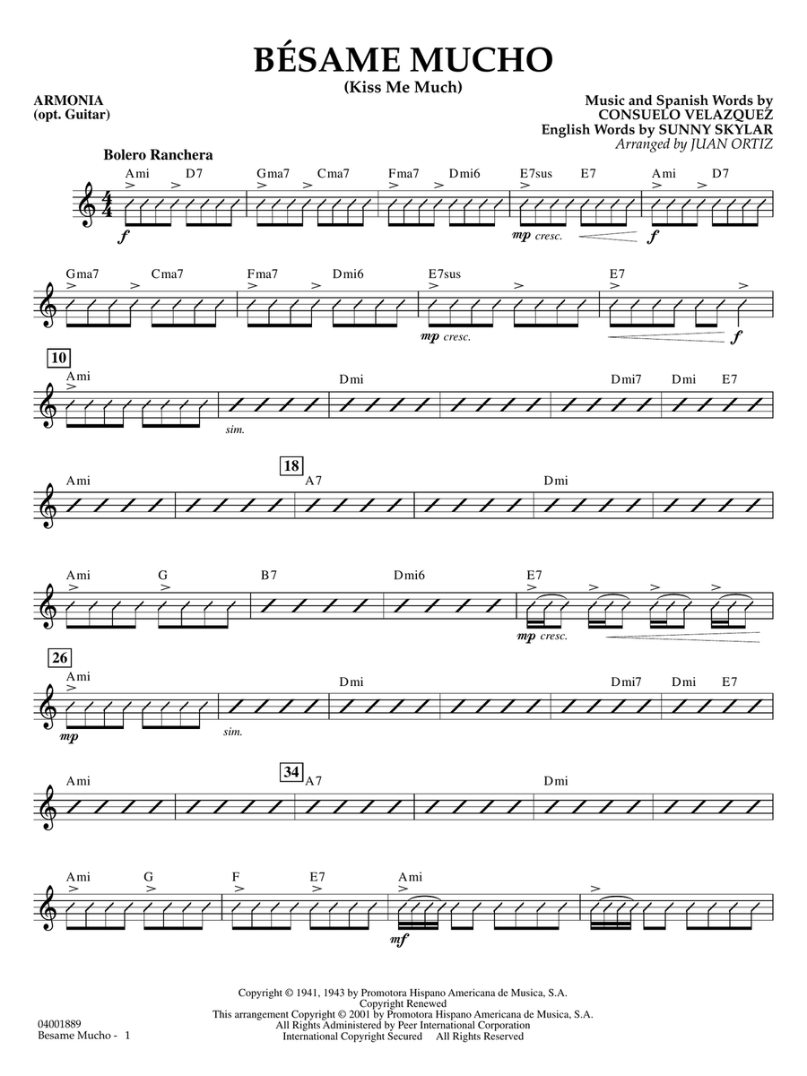 Bésame Mucho (Kiss Me Much) (arr. Juan Ortiz) - Armonia Concert Band scores gallery preview page 1