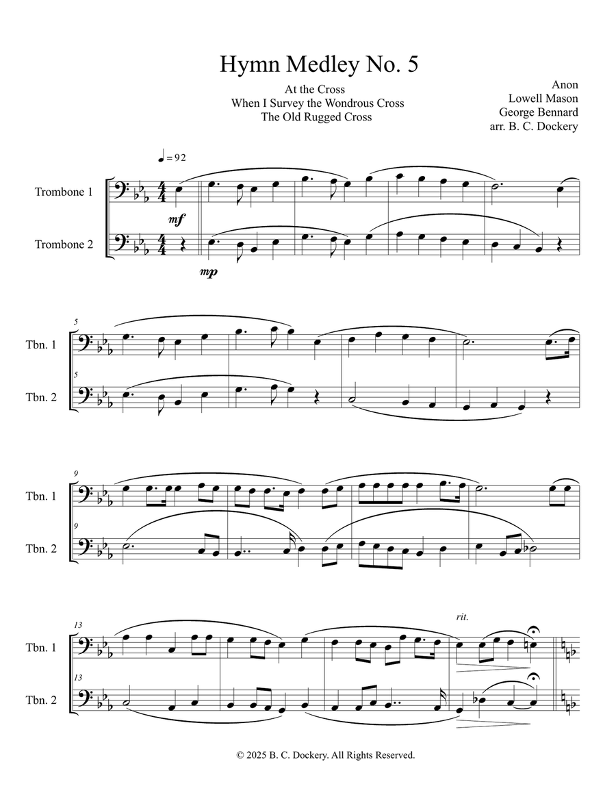 Hymn Medley No. 5 (Trombone Duet) Trombone Duet scores gallery preview page 1