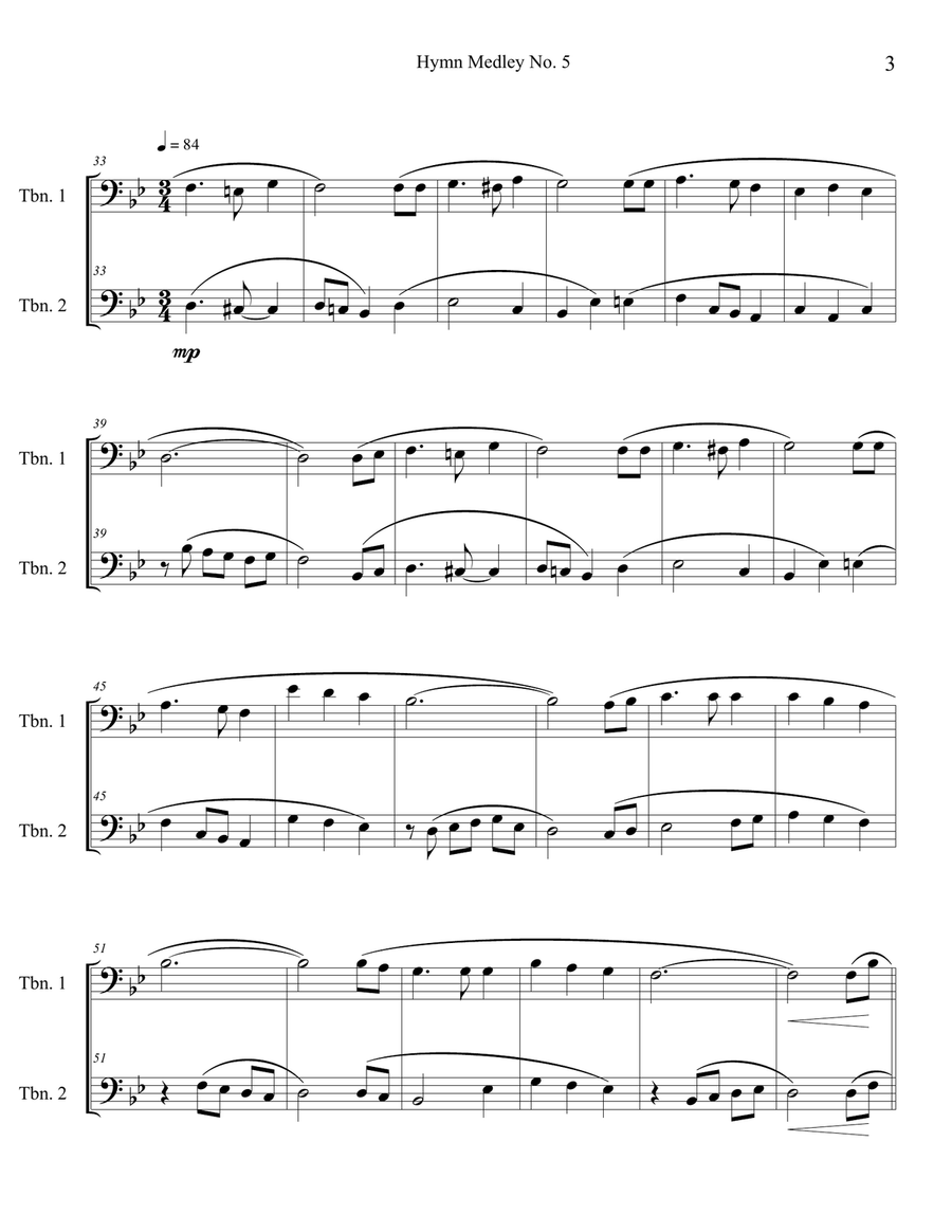 Hymn Medley No. 5 (Trombone Duet) Trombone Duet scores gallery preview page 3
