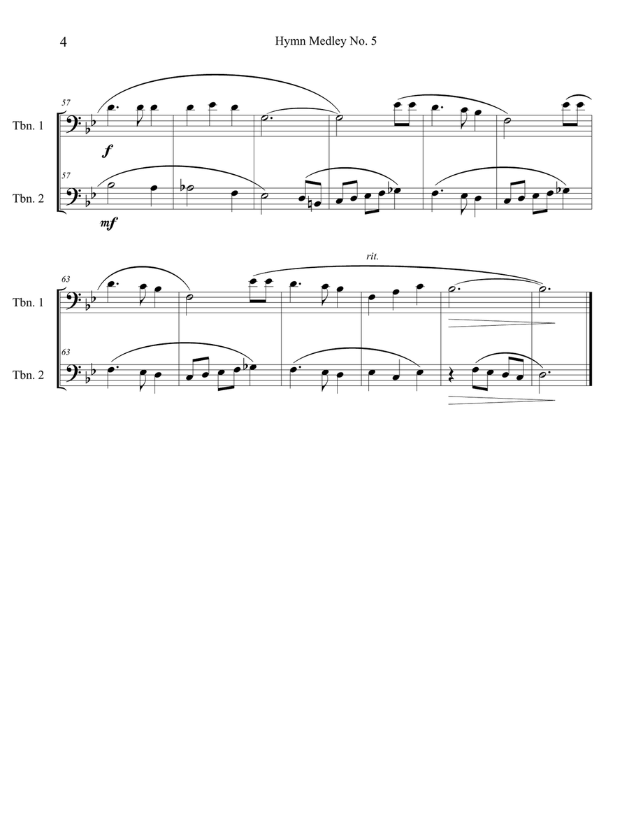 Hymn Medley No. 5 (Trombone Duet) Trombone Duet scores gallery preview page 4