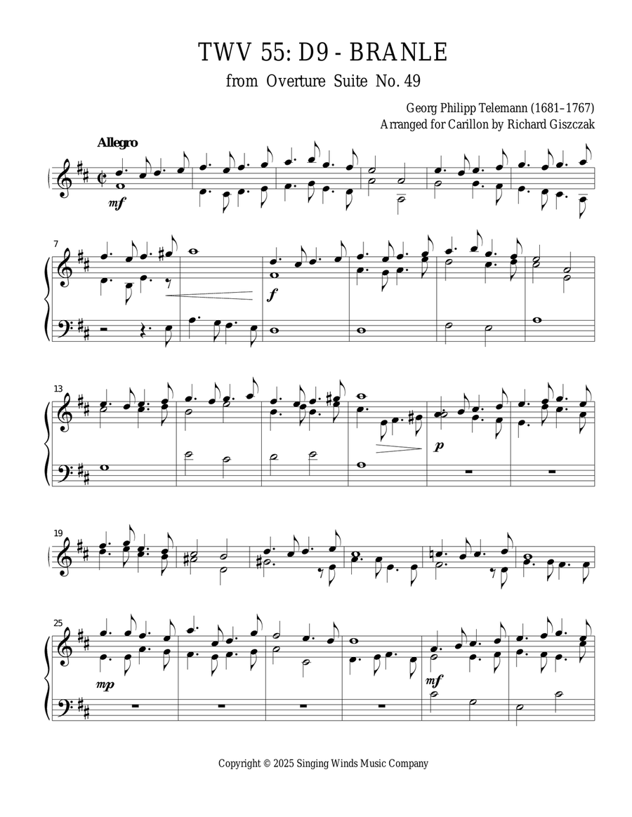 TWV 55: D9 - Branle (OS 49) Chamber Music scores gallery preview page 1