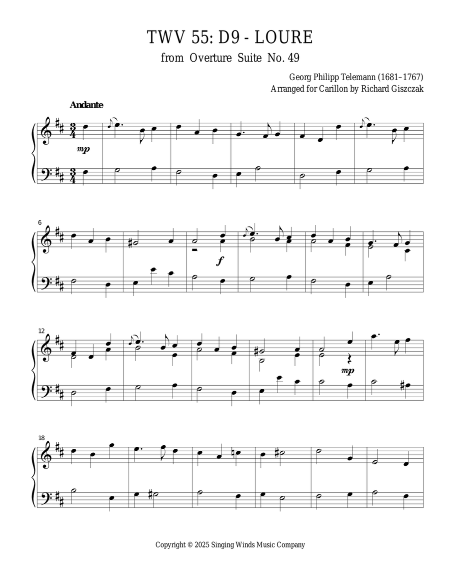 TWV 55: D9 - Loure (OS 49) Chamber Music scores gallery preview page 1