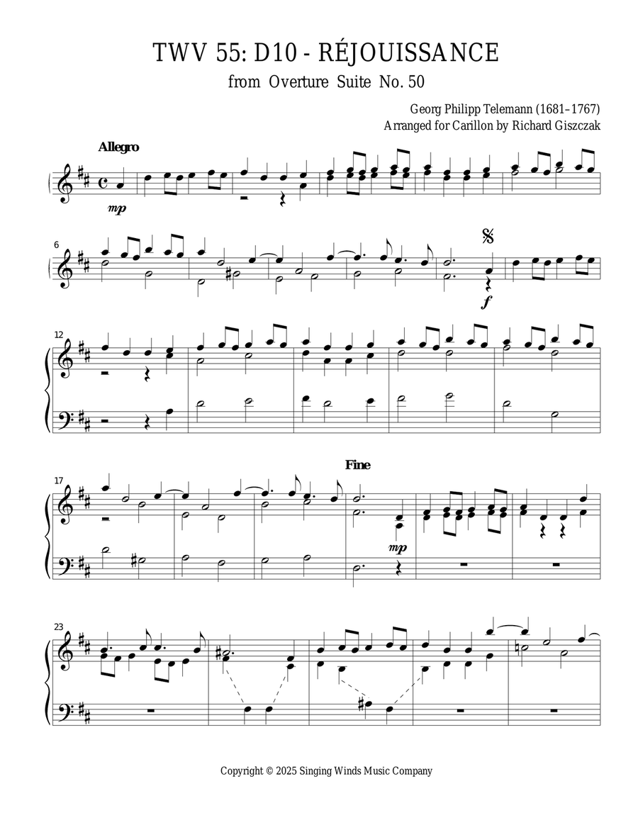 TWV 55: D10 - Réjouissance (OS 50) Chamber Music scores gallery preview page 1