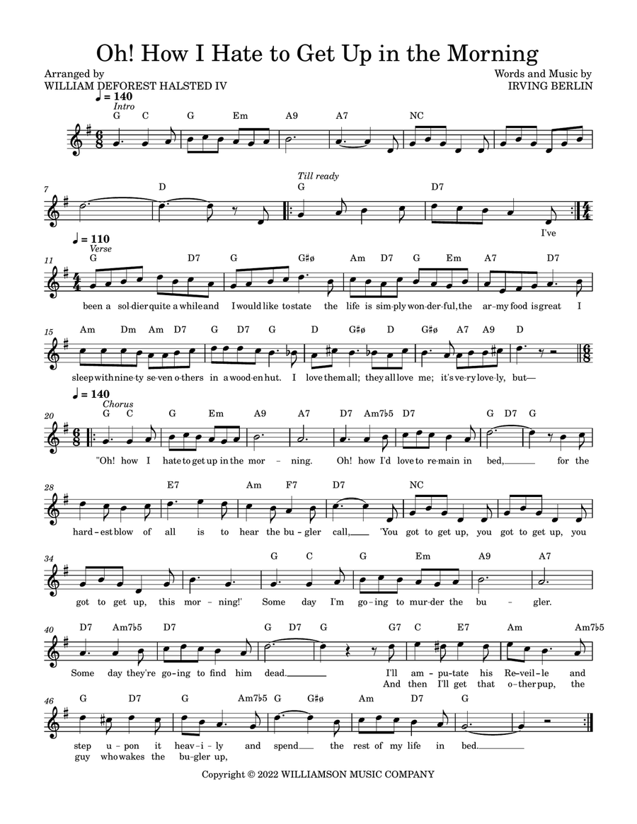 Oh, How I Hate To Get Up In The Morning Piano scores gallery preview page 1