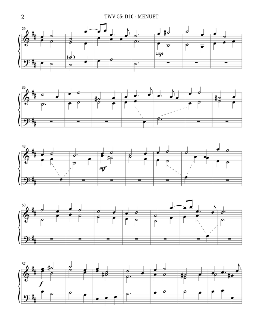 TWV 55: D10 - Menuet (OS 50) Chamber Music scores gallery preview page 2