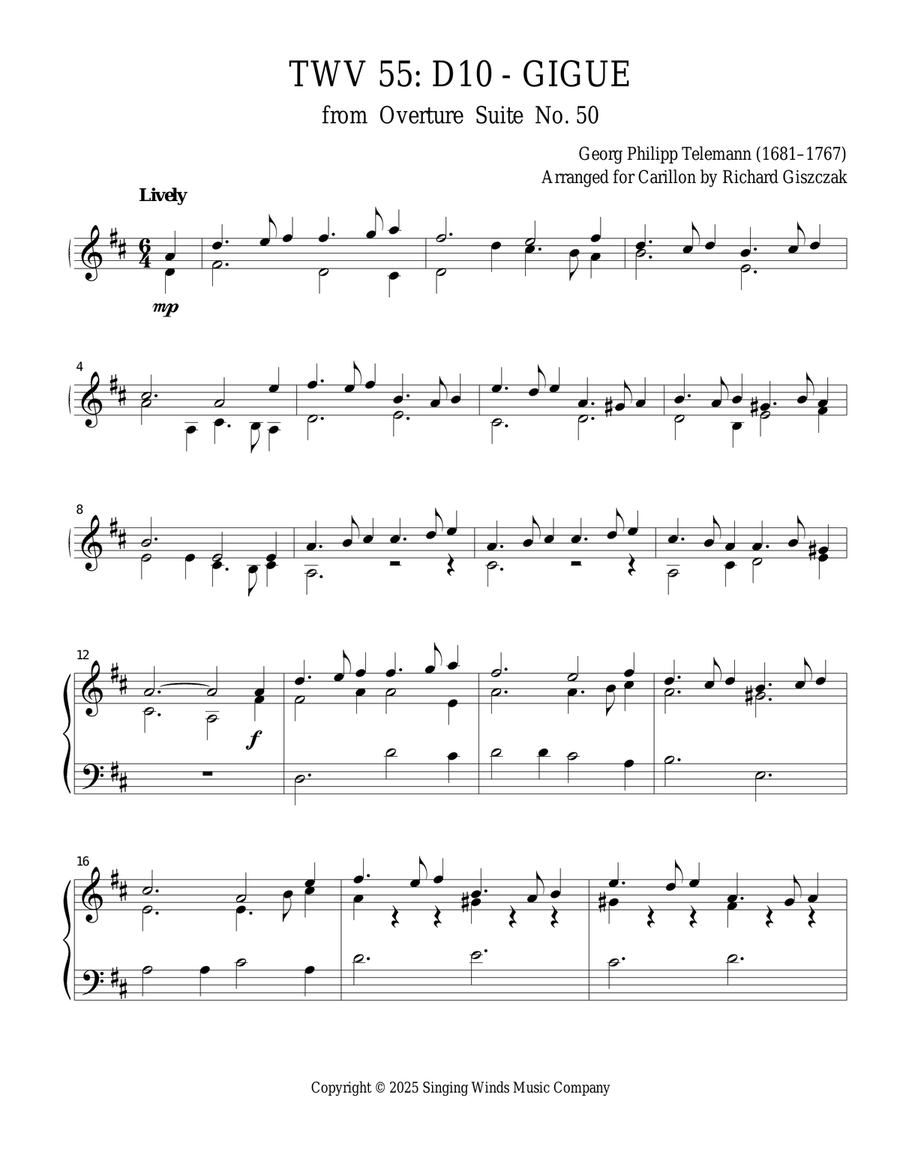 TWV 55: D10 - Gigue (OS 50) Chamber Music scores gallery preview page 1
