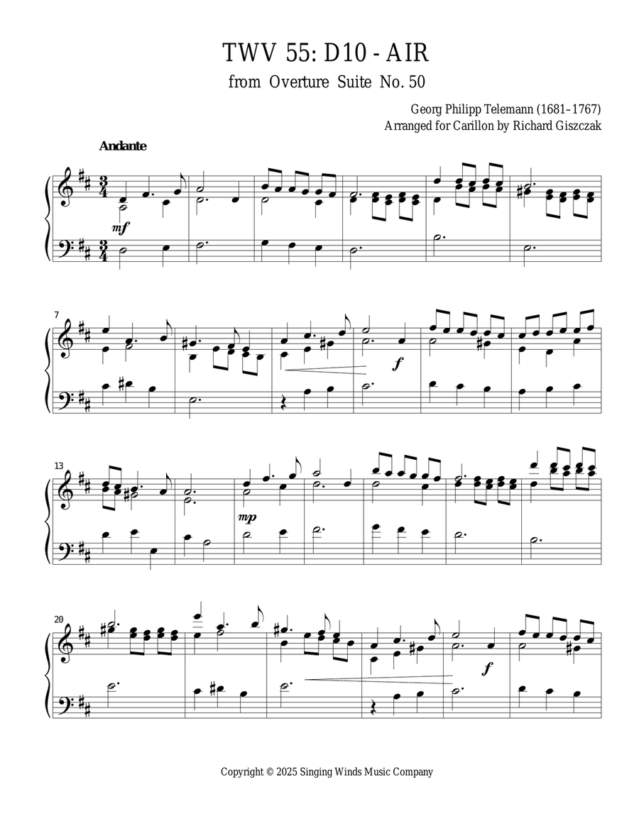 TWV 55: D10 - Air (OS 50) Chamber Music scores gallery preview page 1
