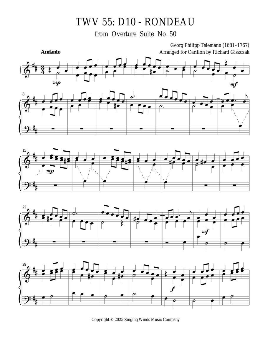 TWV 55: D10 - Rondeau (OS 50) Chamber Music scores gallery preview page 1