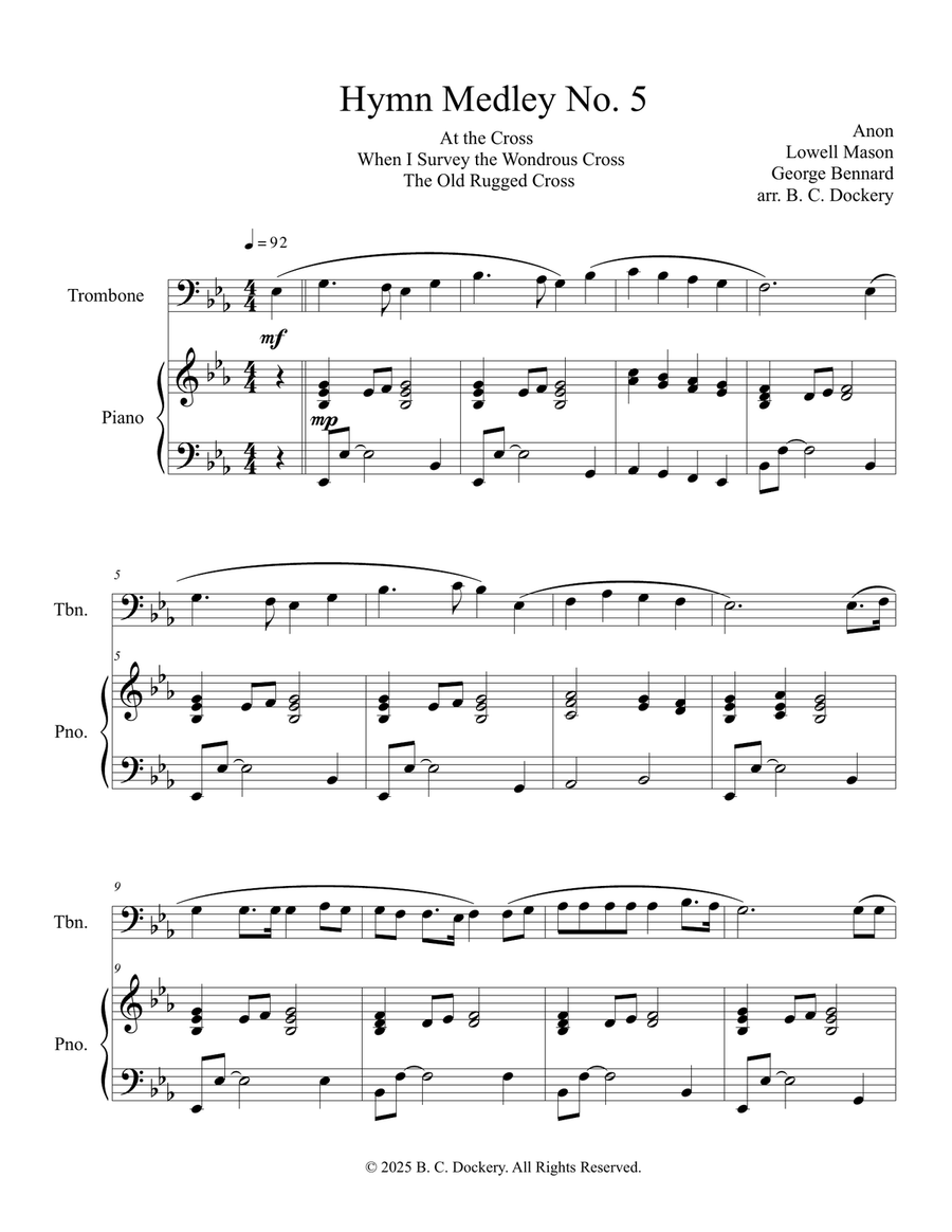Hymn Medley No. 5 (Trombone Solo with Piano Accompaniment) Piano scores gallery preview page 1