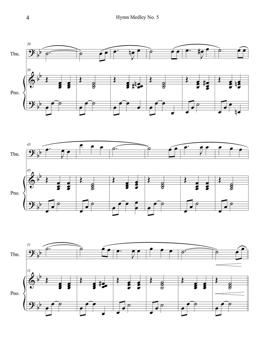 Hymn Medley No. 5 (Trombone Solo with Piano Accompaniment) Piano scores gallery preview page 4