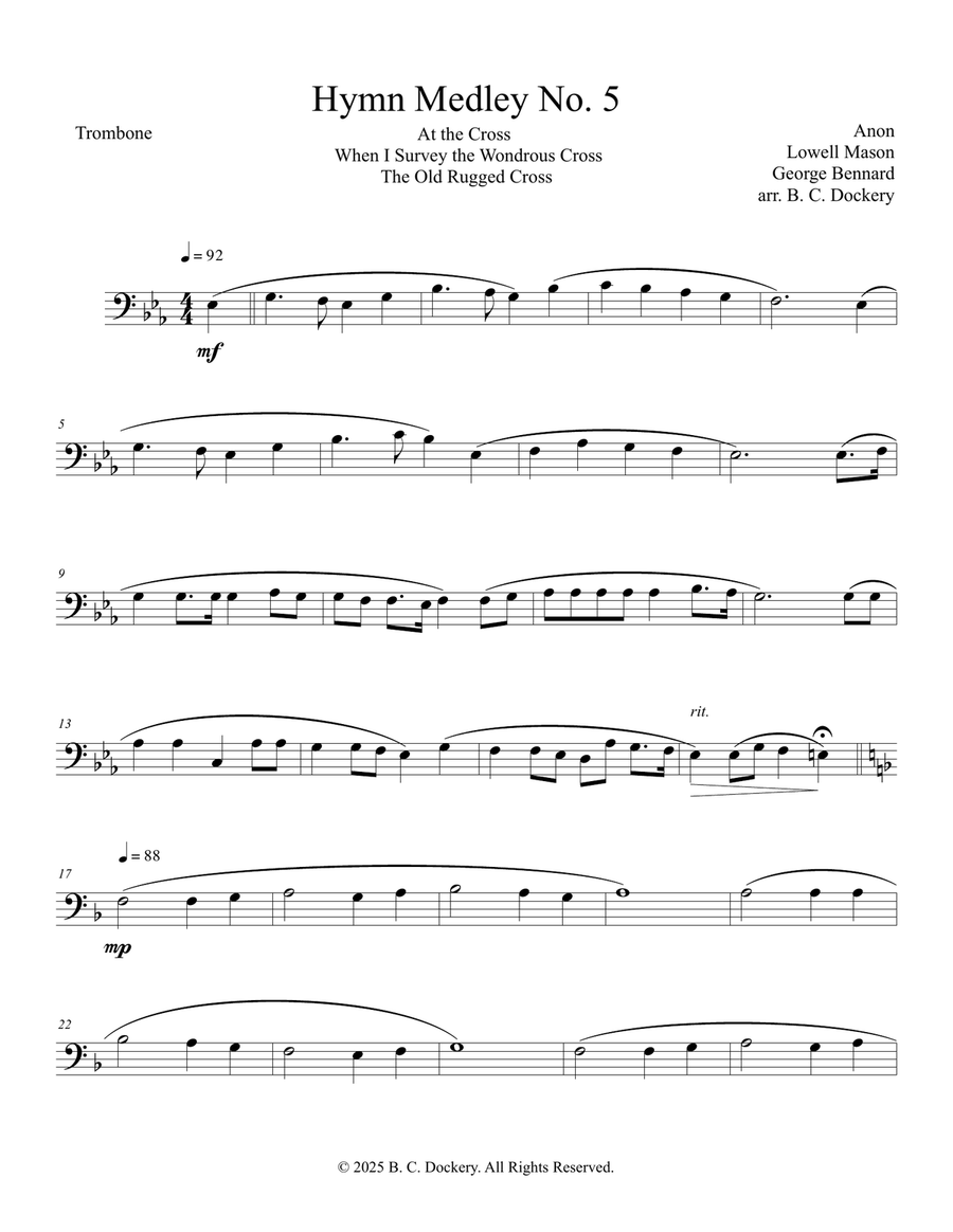 Hymn Medley No. 5 (Trombone Solo with Piano Accompaniment) Piano scores gallery preview page 6