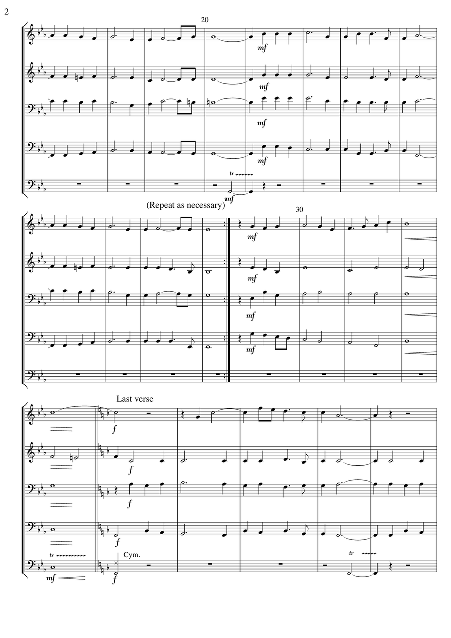 Finlandia - main theme (hymn tune for Be Still my Soul) for brass ensemble arr. David Catherwood Brass Ensemble scores gallery preview page 3