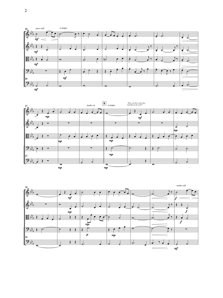 Were You There (for string quintet) String Orchestra scores gallery preview page 3