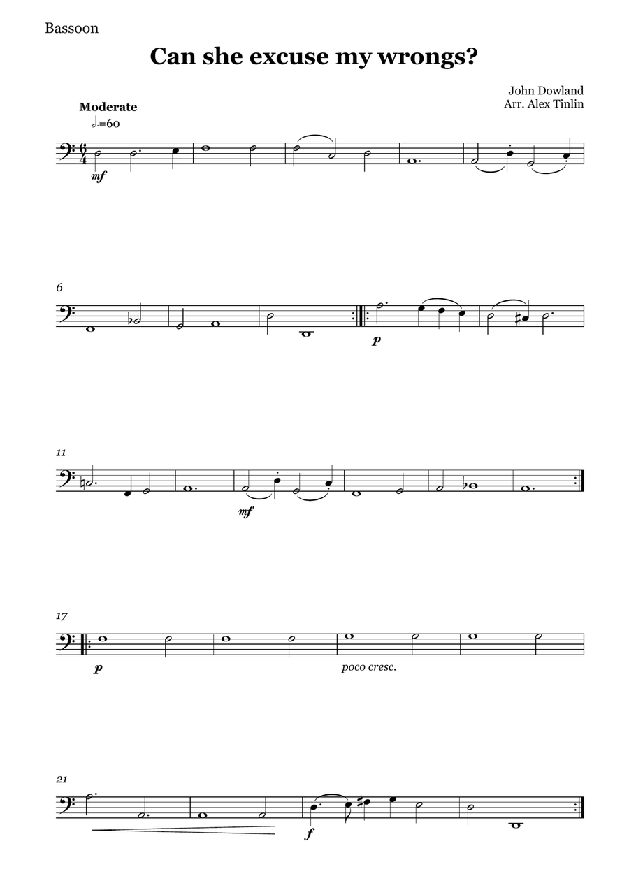 Can She Excuse My Wrongs? Woodwind Quartet scores gallery preview page 4