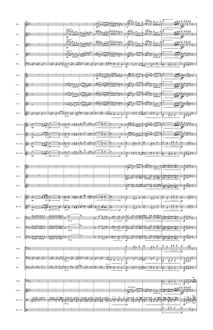 Sensei March (Grade 4) - Score Only Concert Band scores gallery preview page 5