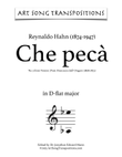 HAHN: Che pecà (transposed to D-flat major)