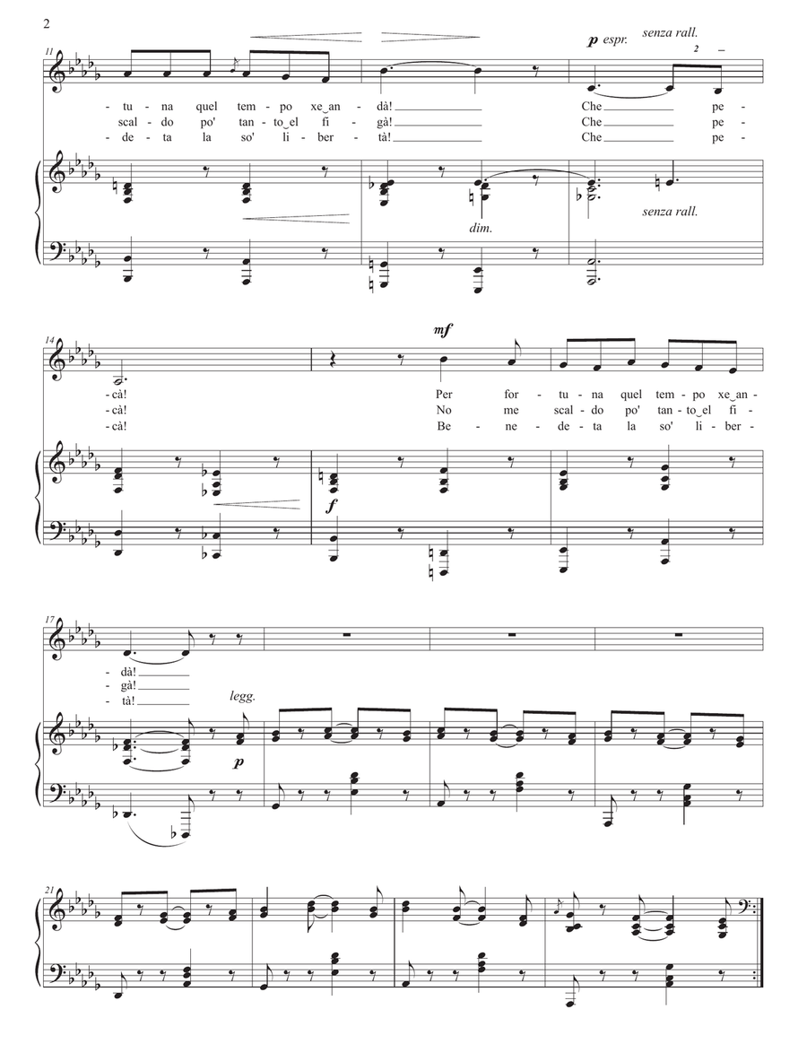 HAHN: Che pecà (transposed to D-flat major) Piano, Vocal scores gallery preview page 3