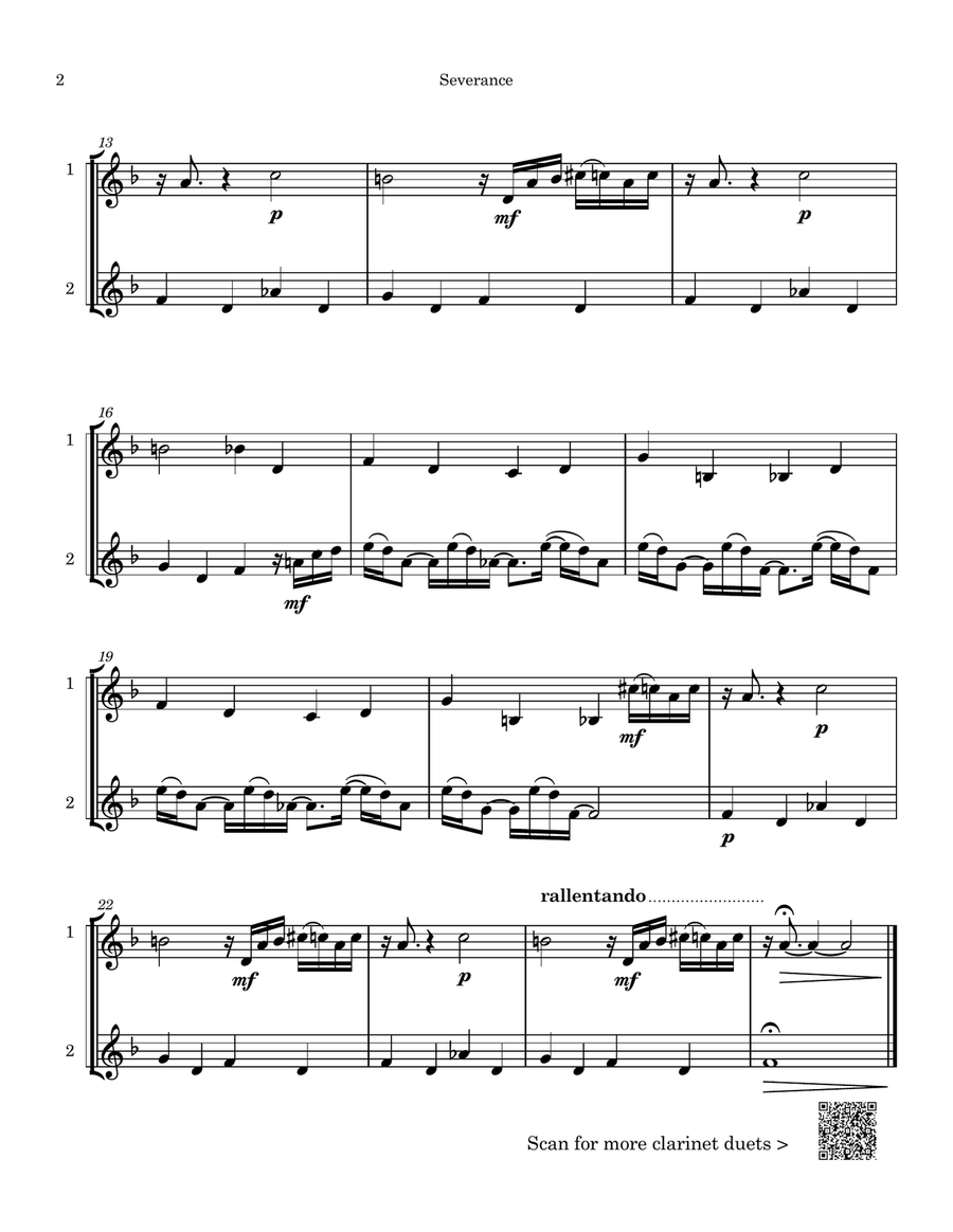 Severance - Main Title Theme Clarinet Duet scores gallery preview page 2