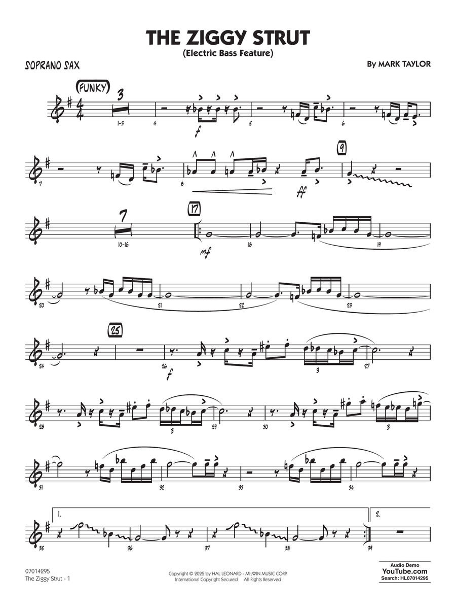 The Ziggy Strut - Soprano Sax Jazz Ensemble scores gallery preview page 1